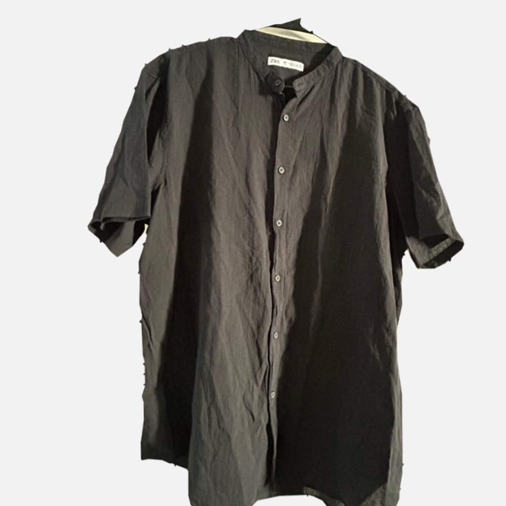 Zara Charcoal Casual Button-Down Shirt